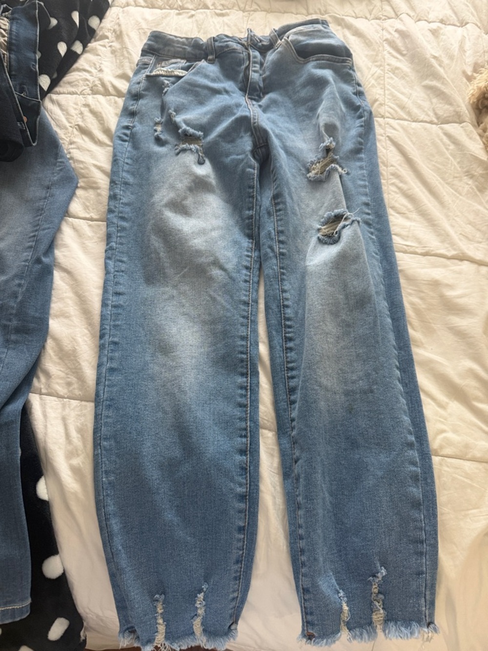 Express Light Blue Distressed Boyfriend Jeans